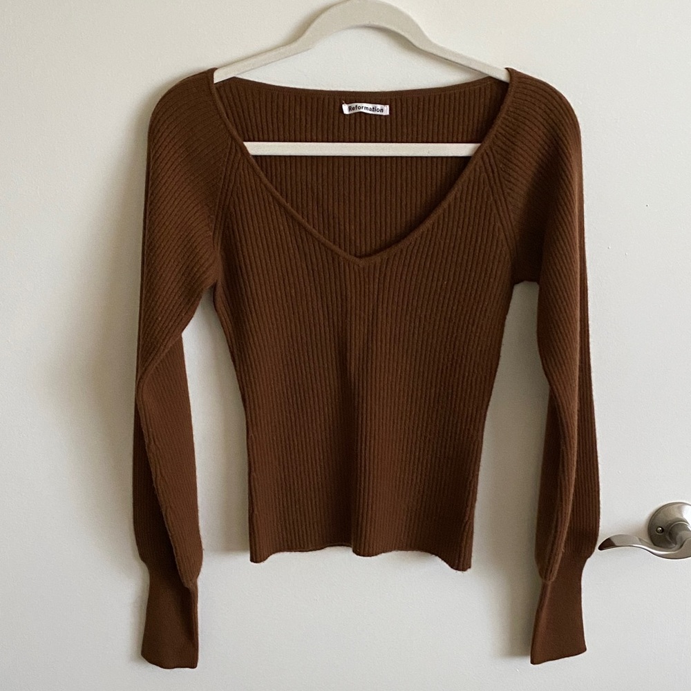 Reformation brown cashmere sweater top